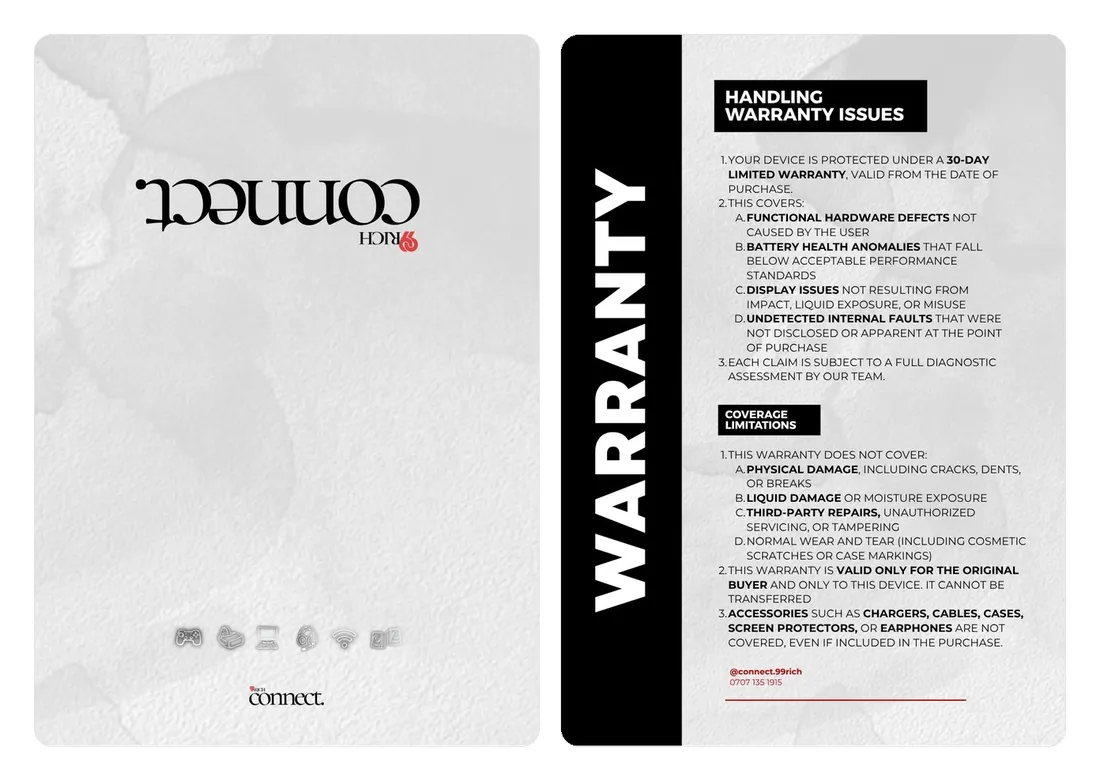 Warranty card, front and back